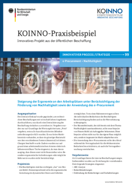 Steigerung der Ergonomie an den Arbeitsplätzen unter Berücksichtigung der Förderung von Nachhaltigkeit sowie der Anwendung des e-Procurement