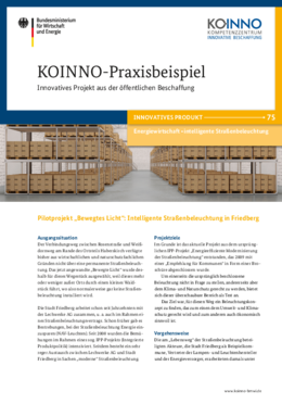 KOINNO-Praxisbeispiele 2019 Pilotprojekt „Bewegtes Licht“ Intelligente Straßenbeleuchtung in Friedberg