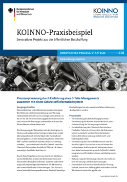 KOINNO-Praxisbeispiel: Prozessoptimierung durch Einführung eines C-Teile-Managements zusammen mit einem Gefahrstoffinformationssystem