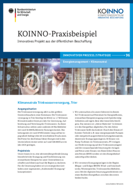 KOINNO-Praxisbeispiel: Klimaneutrale Trinkwasserversorgung