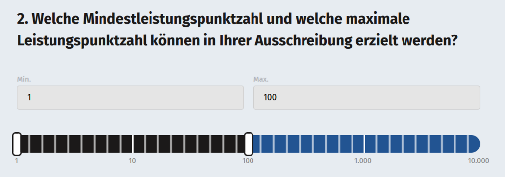 Preisleistungsgewichtungscheck Schritt 2: Leistungspunkte aus der Bewertungsmatrix
