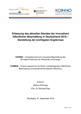 Studie Erfassung des aktuellen Standes der innovativen öffentlichen Beschaffung in Deutschland 2018