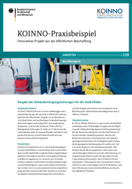 KOINNO-Praxisbeispiel: Vergabe der Gebäudereinigungsleistungen für die Stadt Hilden