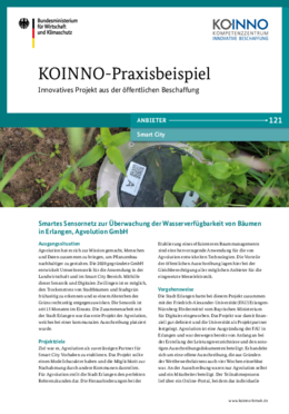 KOINNO Praxisbeispiel: Smartes Sensornetz zur Überwachung der Wasserverfügbarkeit von Bäumen in Erlangen, Agvolution GmbH